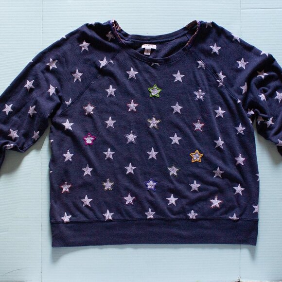 Old Navy - Navy Blue Star Spangled Oversized Sweatshirt  - Womens XXL - Picture 3 of 6